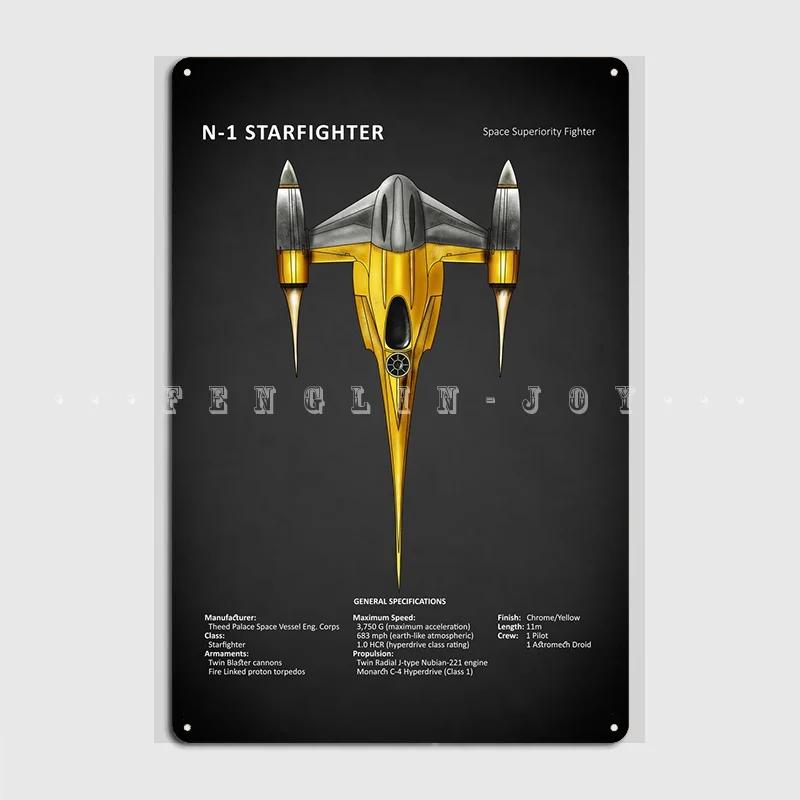 Home Cinema Wall Design - N1 Starfighter Metal Sign Cinema Garage