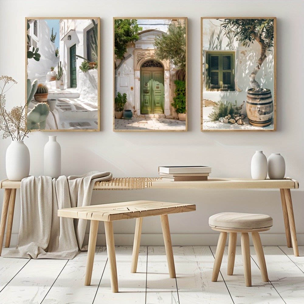 Home Cinema Wall Art - 3pcs Frameless Canvas Painting Mediterranean Landscape