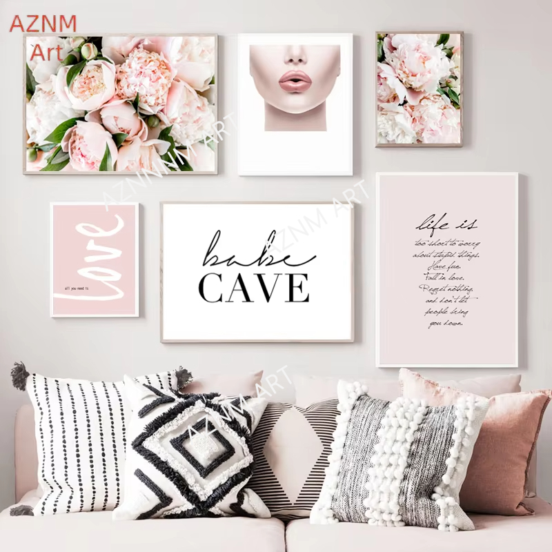 Home Cinema Wall Art - Gallery Wall Art Pictures Pink Peonies