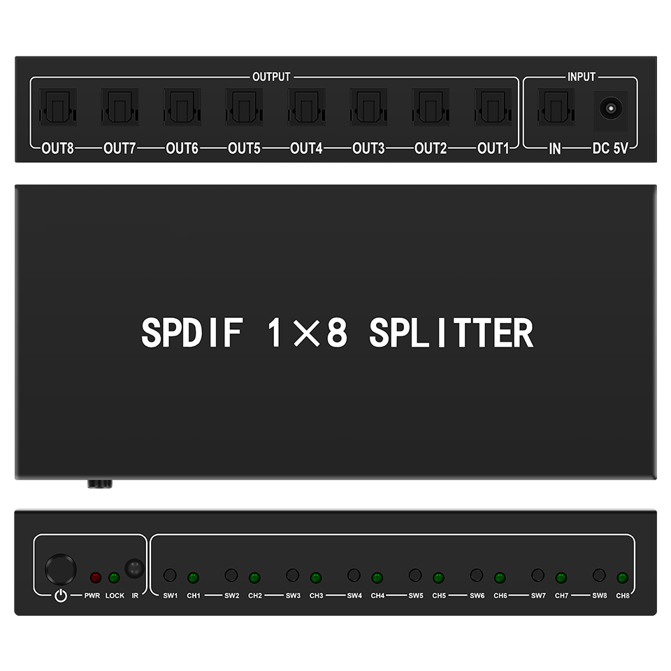 Audio Home Cinema - Optical Audio Splitter,1 in 8 Out