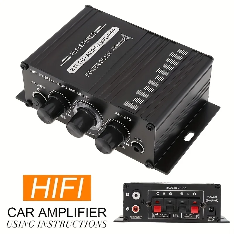 Audio Home Cinema - AK-270 400W Mini Power Amplifier 12V/24V
