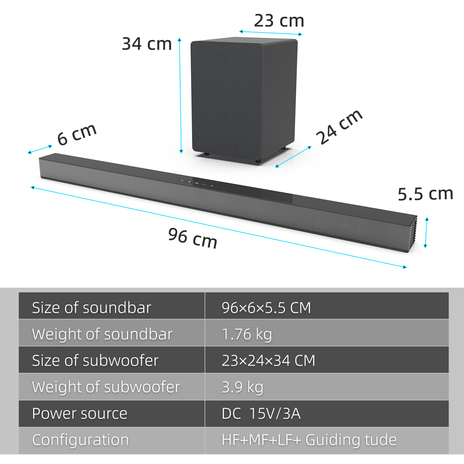 84W TV Sound Bar with Subwoofe - Home Cinema Wireless Speakers review and price