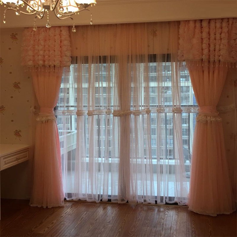 New Pastoral Korean Pink Lace  - Blackout Curtain Thick review and price