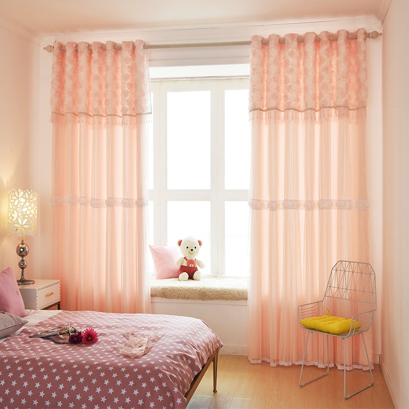 New Pastoral Korean Pink Lace  - Blackout Curtain Thick review and price