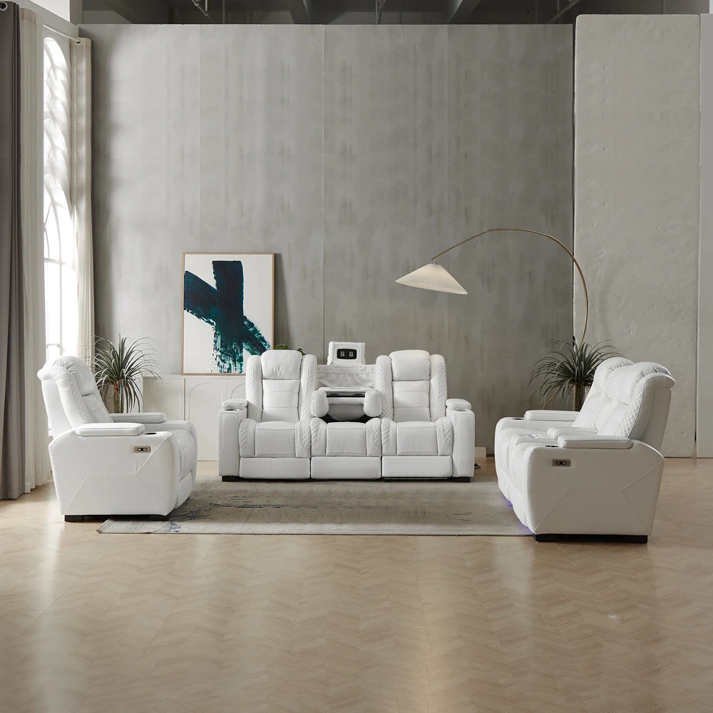 Luxury Power Recliner White Le - Home Cinema Theater review and price
