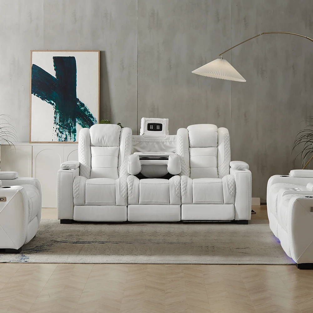 Luxury Power Recliner White Le - Home Cinema Theater review and price