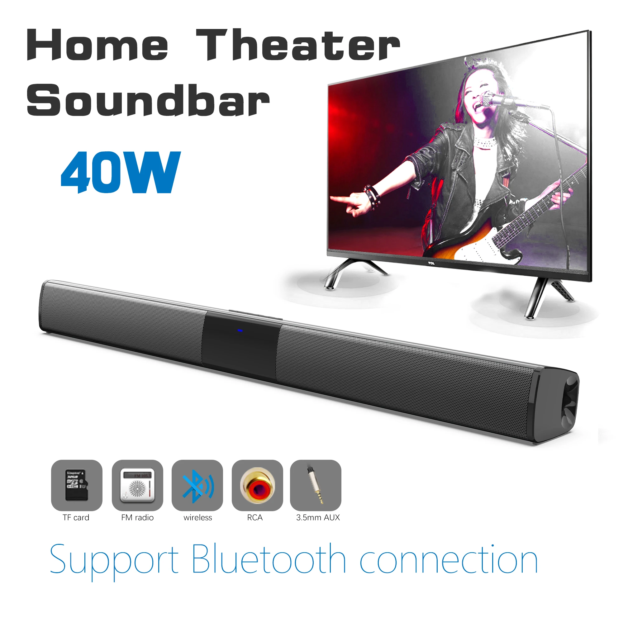 40W High Power Soundbar for TV - Home Cinema Wireless Speakers review and price