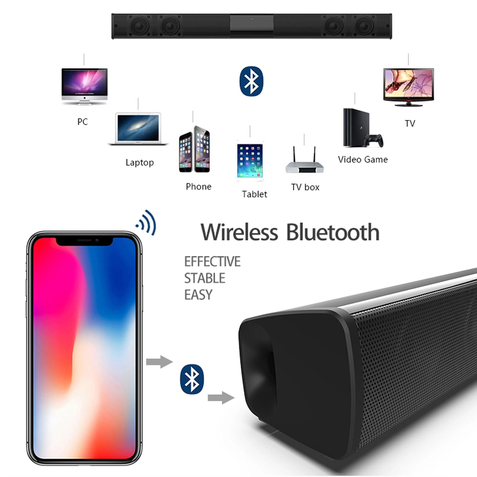 40W High Power Soundbar for TV - Home Cinema Wireless Speakers review and price