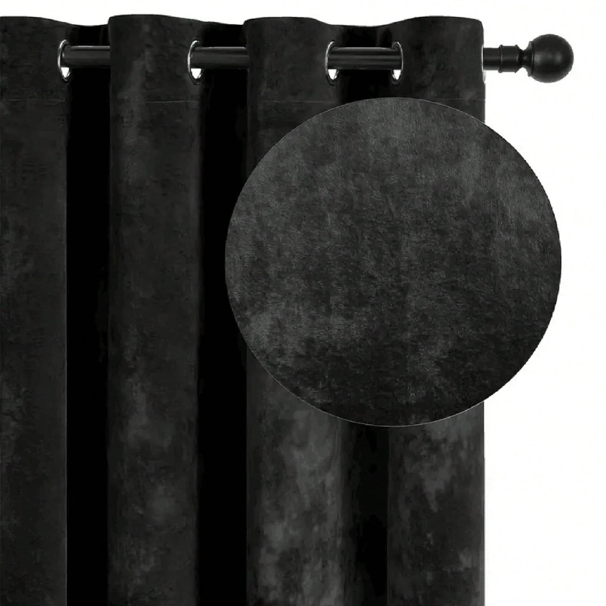 1pc Black Velvet Blackout Curt - Blackout Curtain Thick review and price