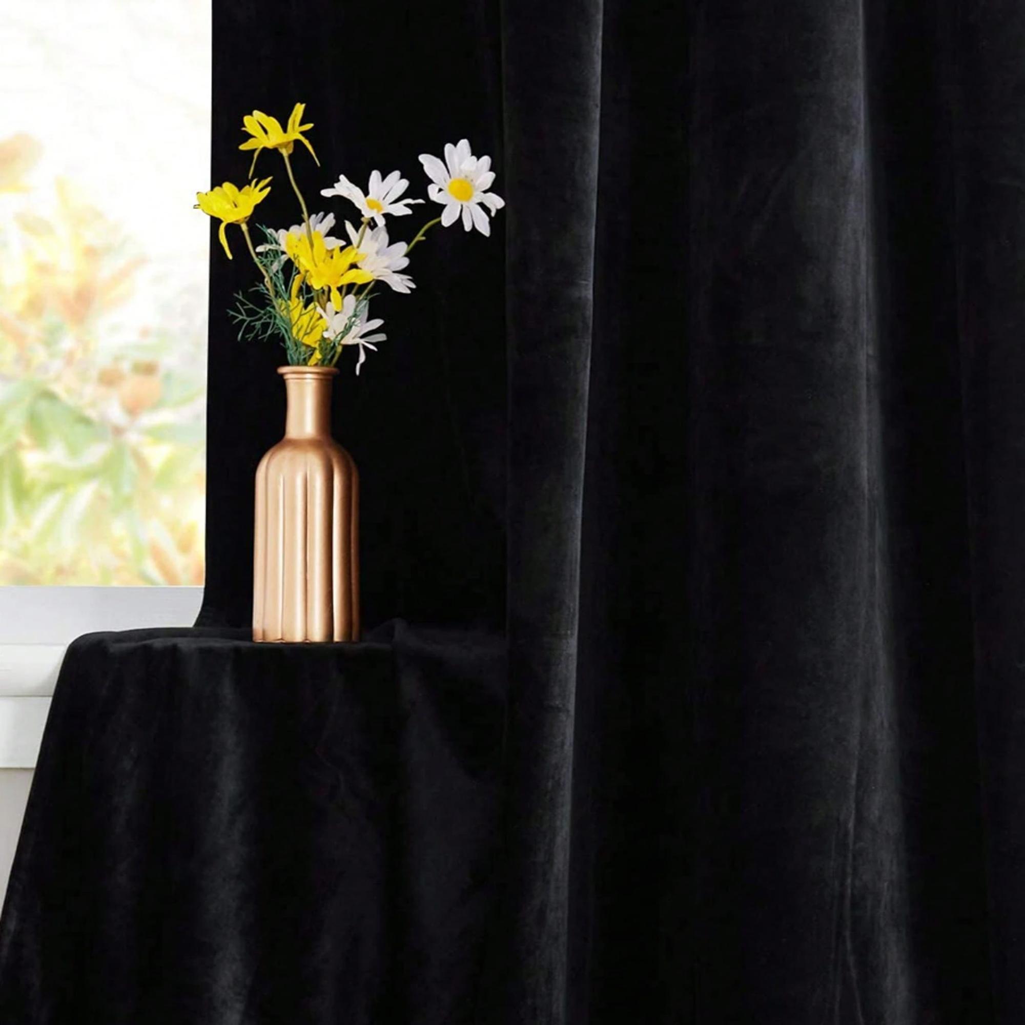 1pc Black Velvet Blackout Curt - Blackout Curtain Thick review and price
