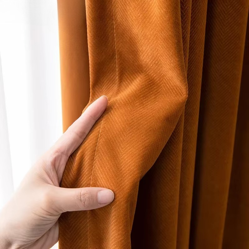 Orange Herringb Velvet Curtain - Blackout Curtain Thick review and price