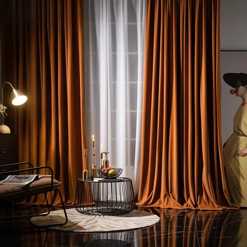 Orange Herringb Velvet Curtain - Blackout Curtain Thick review and price