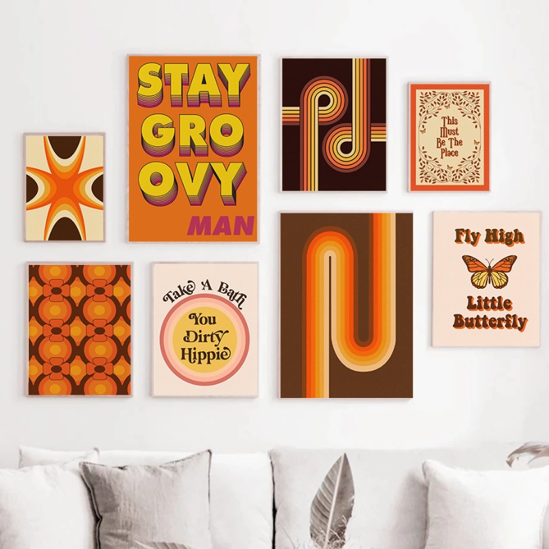 Retro 70s Hippie Art Print Vin - Home Cinema Wall Art review and price